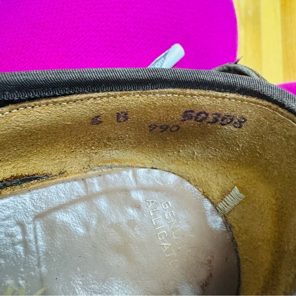 Brown Leather Crocodile Pattern Flats - image 8